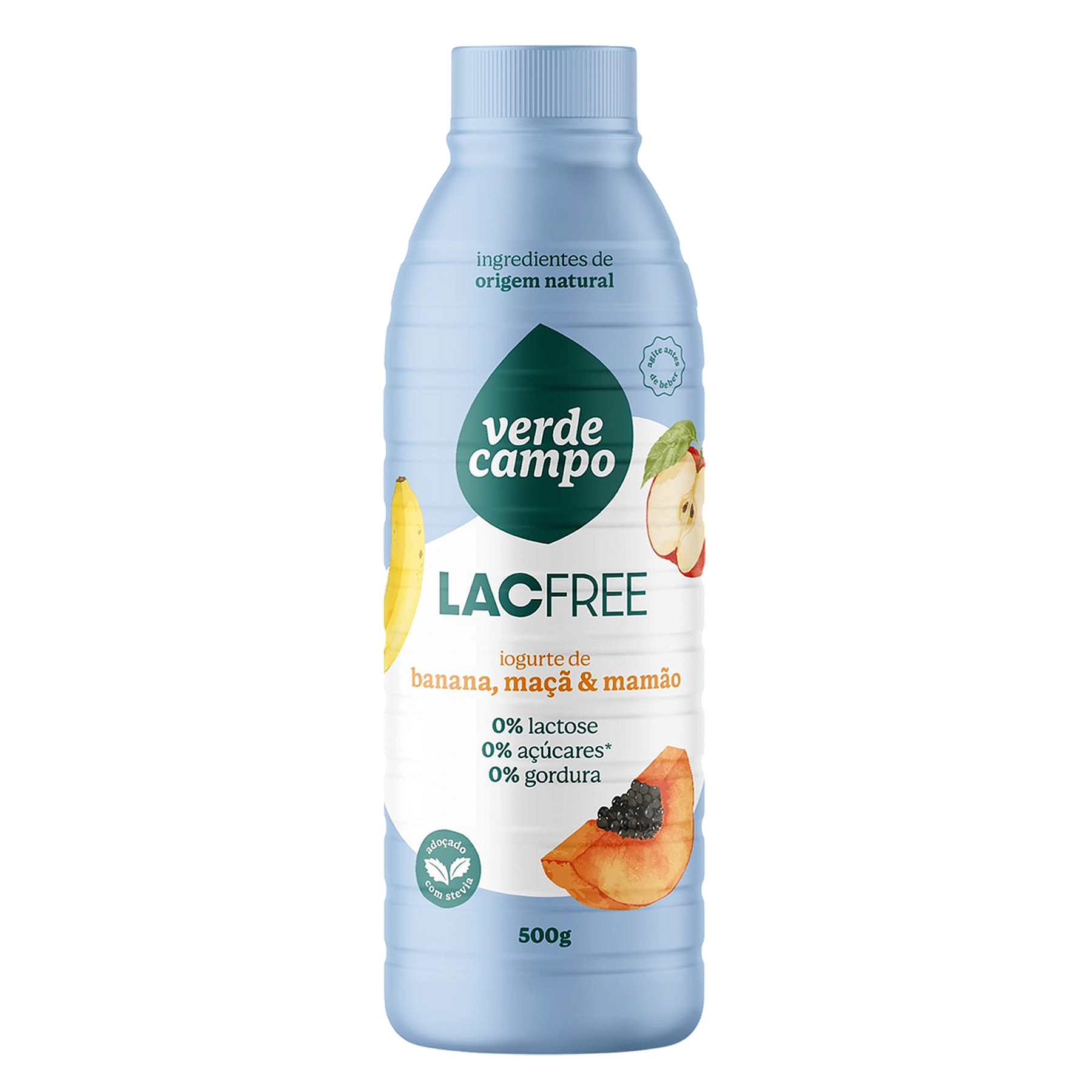 Iogurte Ma&ccedil;&atilde;, Banana e Mam&atilde;o Lacfree Verde Campo Garrafa 500g