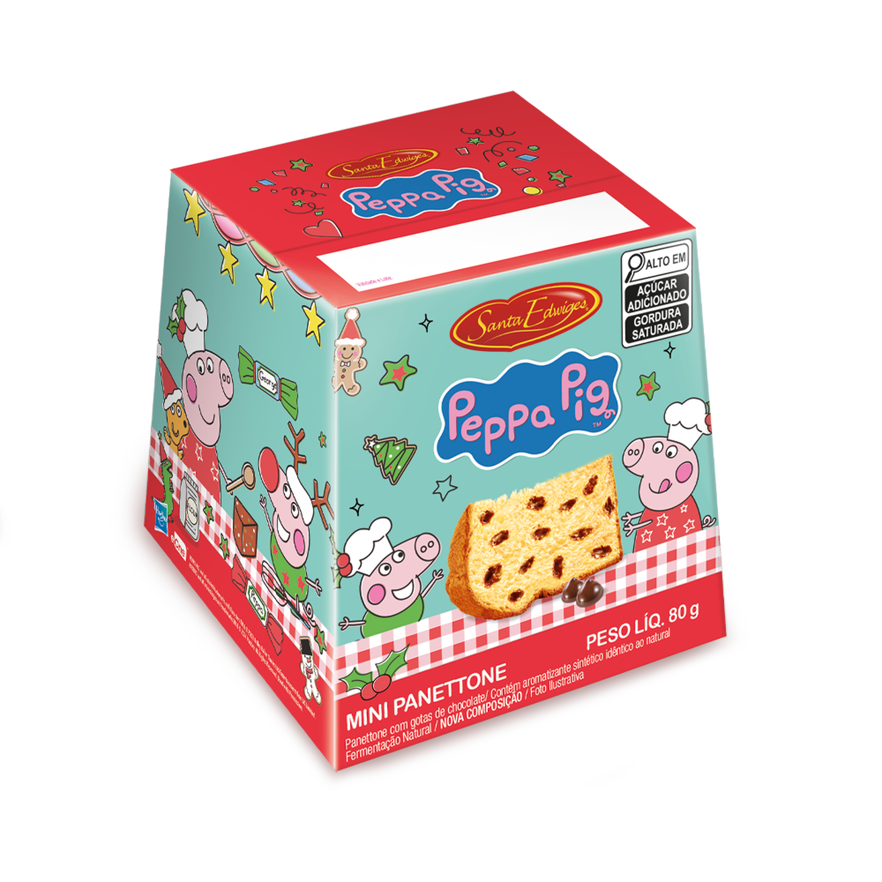 Mini Panettone Peppa Pig Com Gotas de Chocolate Santa Edwiges 80g