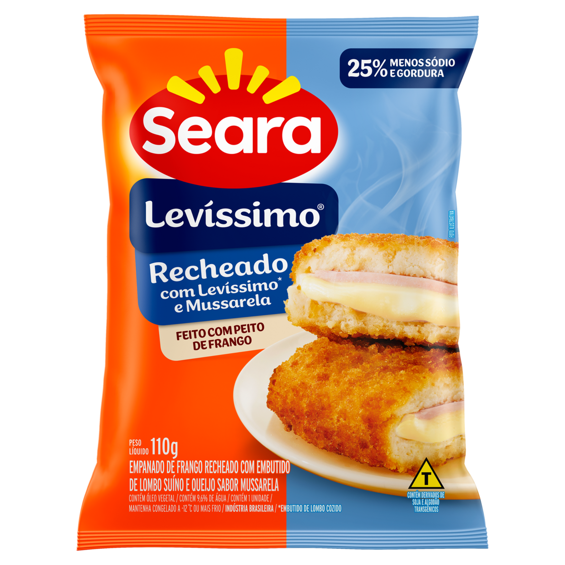 Empanado de Frango Recheado com Lev&iacute;ssimo e Mussarela Seara Pacote 110g&nbsp;