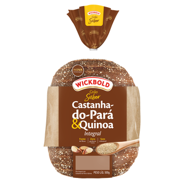 Pão de Forma 37,8% Integral Castanha-do-Pará e Quinoa Wickbold Grão Sabor Pacote 500g