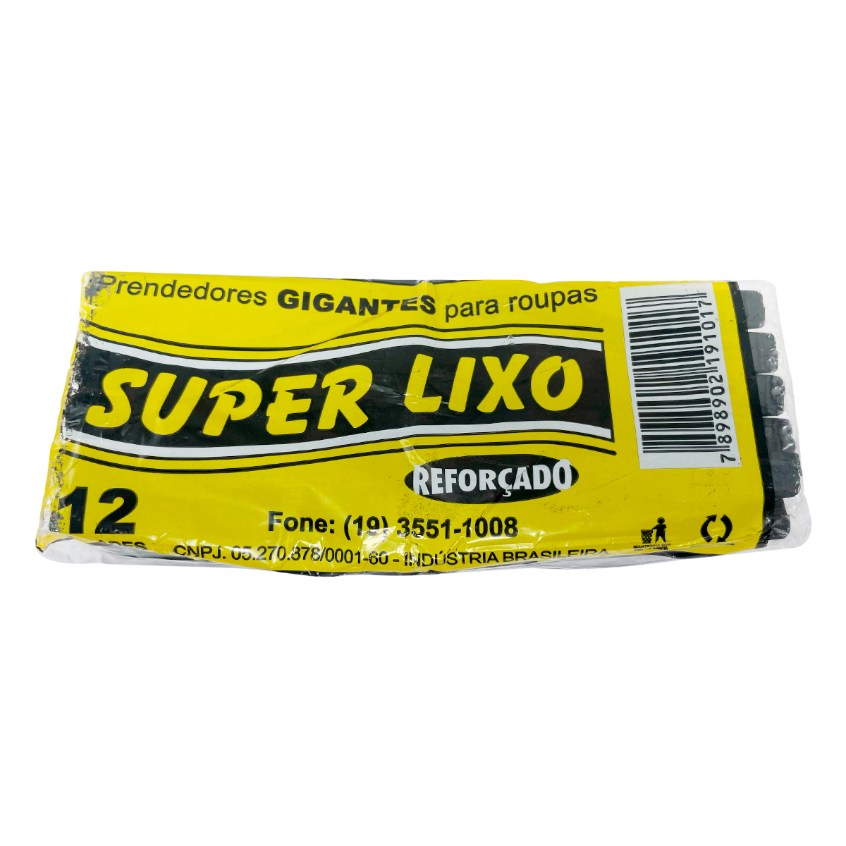 Prendedor Roupa Pl&aacute;stico Super Lixo C/12 Unidades