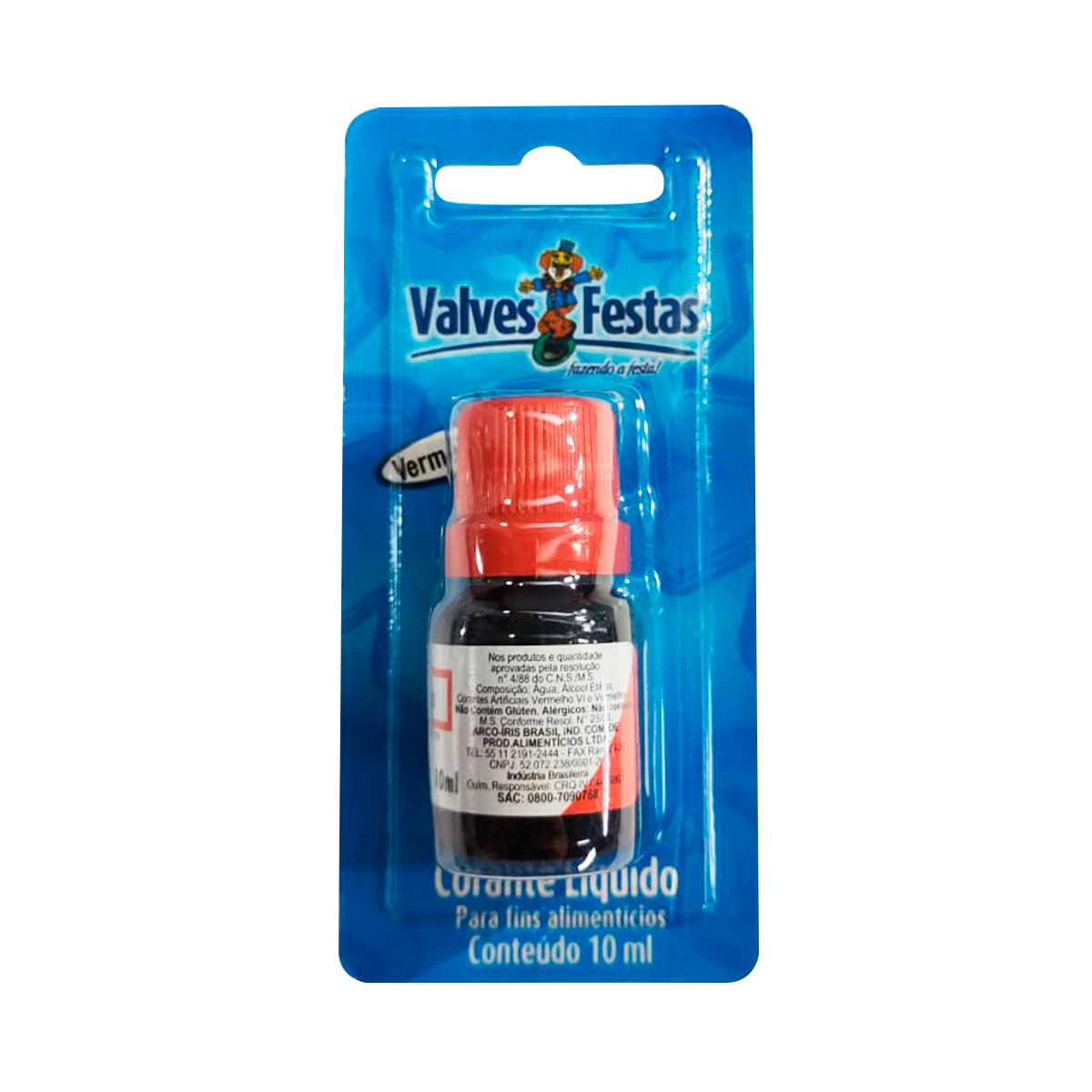 Corante L&iacute;quido Aliment&iacute;cio Vermelho Valves Festas 10ml