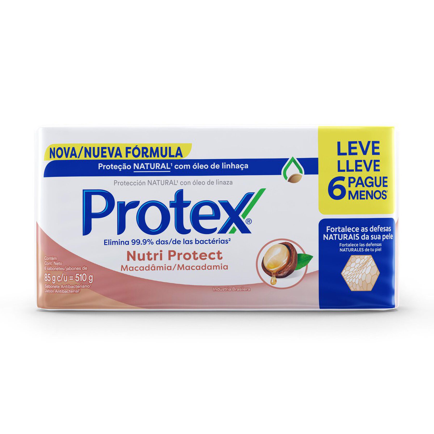 Sabonete em Barra Antibacteriano Nutri Protect Macadâmia Protex 6x85g - Embalagem Leve 6 Pague Menos