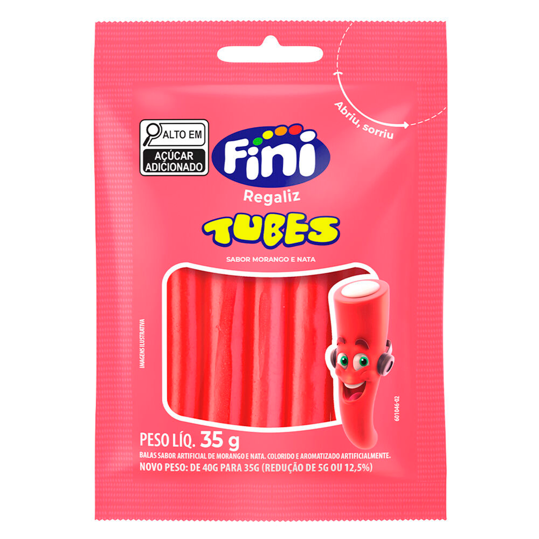 Bala Regaliz Fini Tubes Morango Pacote 35g&nbsp;