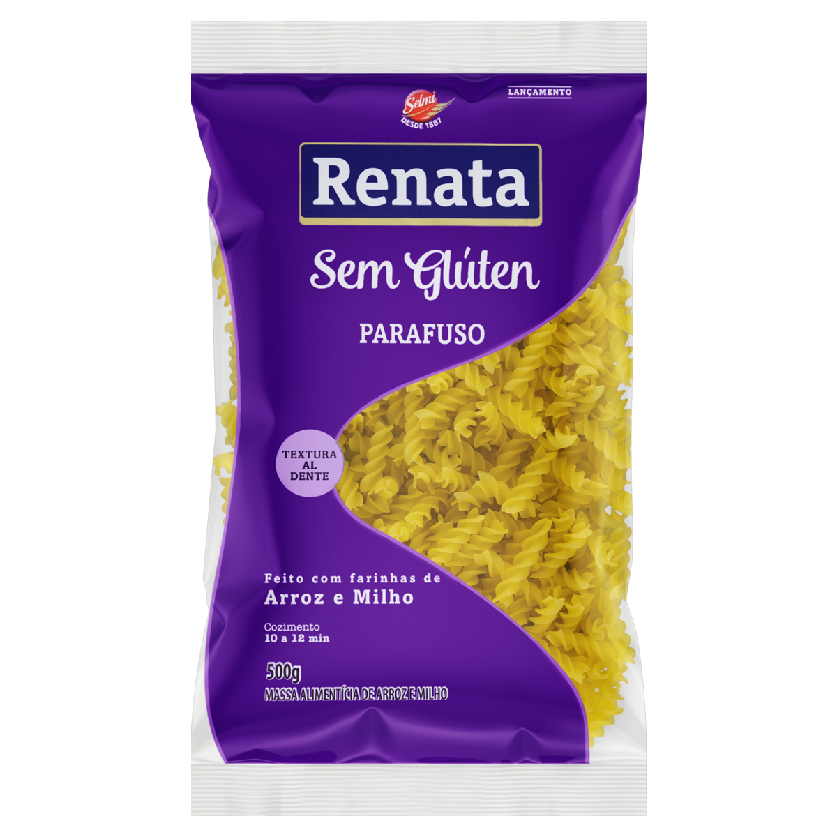 Macarr&atilde;o de Milho e Arroz Parafuso sem Gl&uacute;ten Renata Pacote 500g