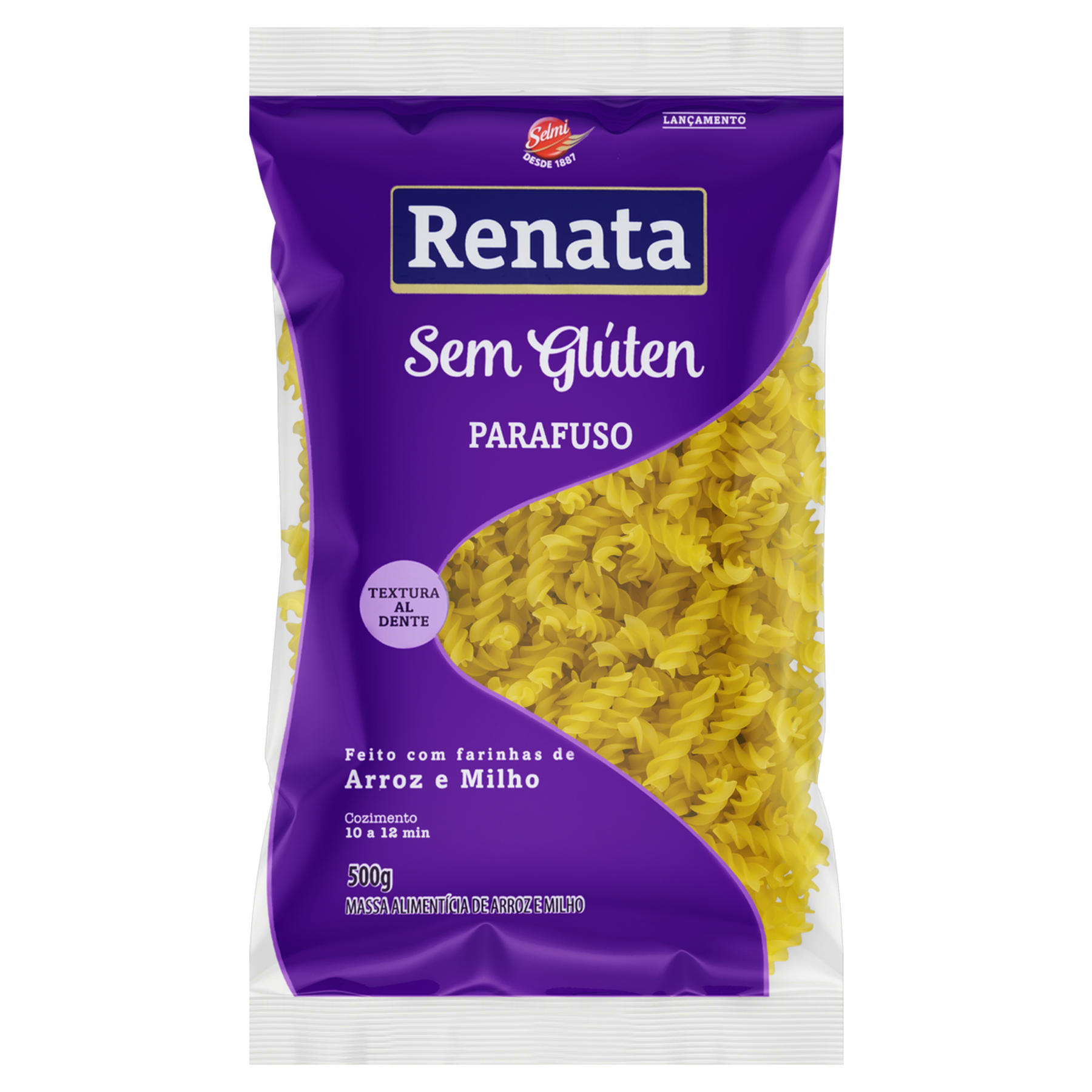 Macarr&atilde;o de Milho e Arroz Parafuso sem Gl&uacute;ten Renata Pacote 500g