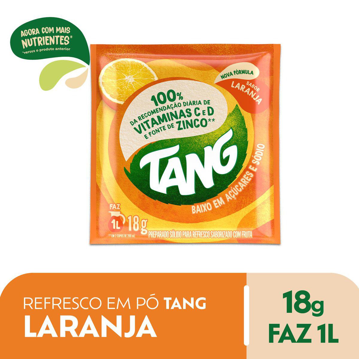 Refresco em P&oacute; Laranja Tang Pacote 18g