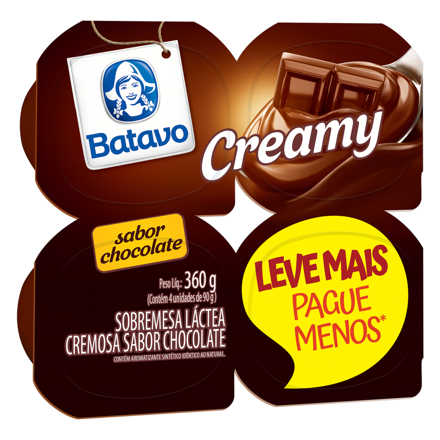 Sobremesa Láctea Chocolate Batavo Creamy Bandeja 360g 4 Unidades Leve Mais Pague Menos