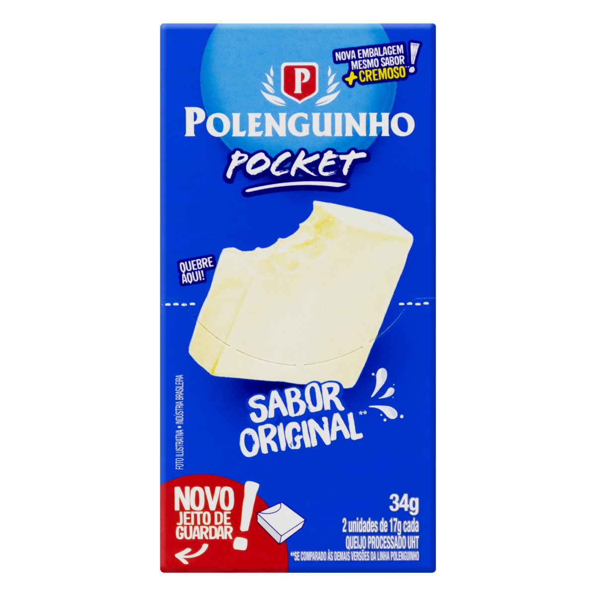 Pack Queijo Processado UHT Original Polenguinho Pocket 34g 2 Unidades