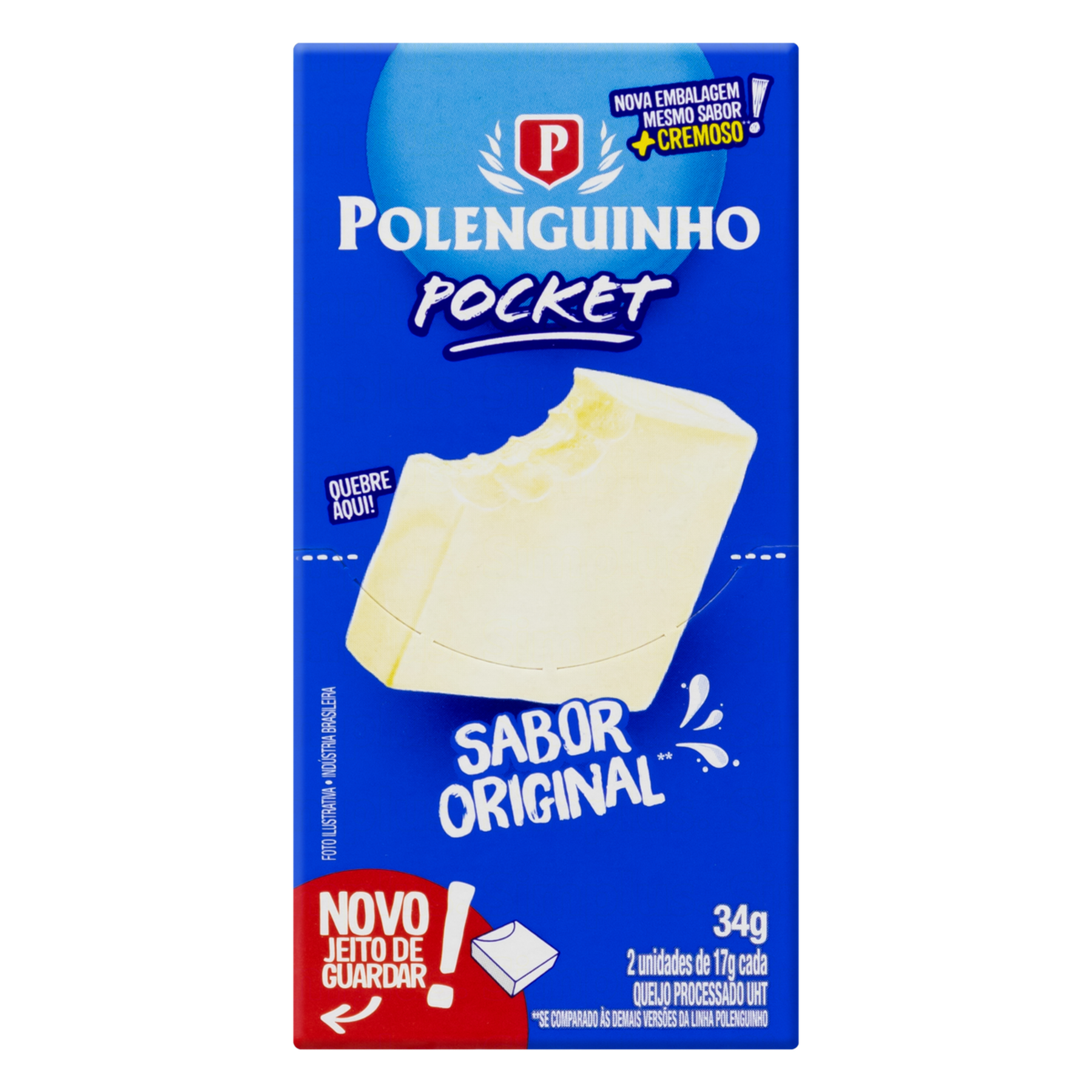 Pack Queijo Processado UHT Original Polenguinho Pocket 34g 2 Unidades