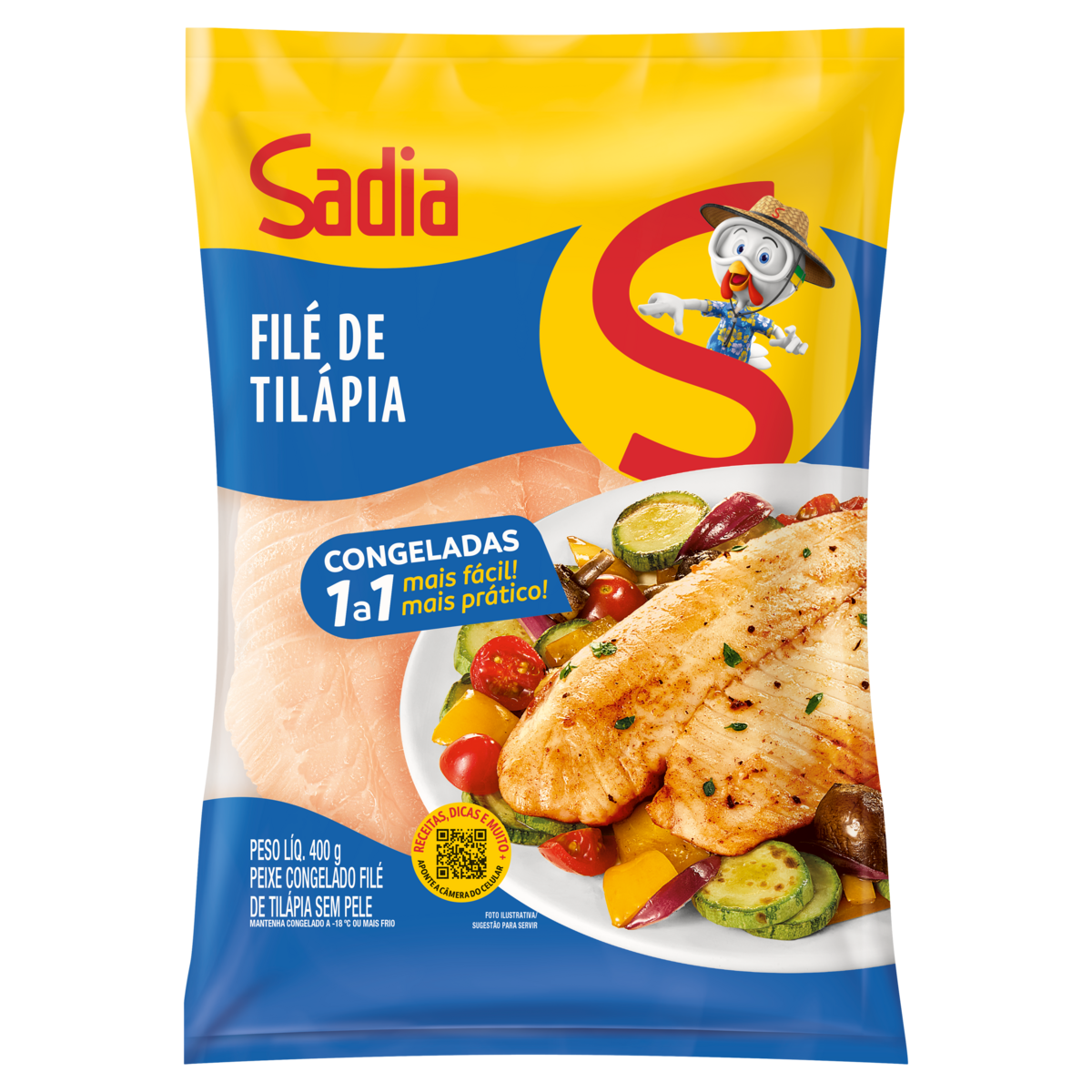 Fil&eacute; de Til&aacute;pia sem Pele IQF Sadia Pacote 400g