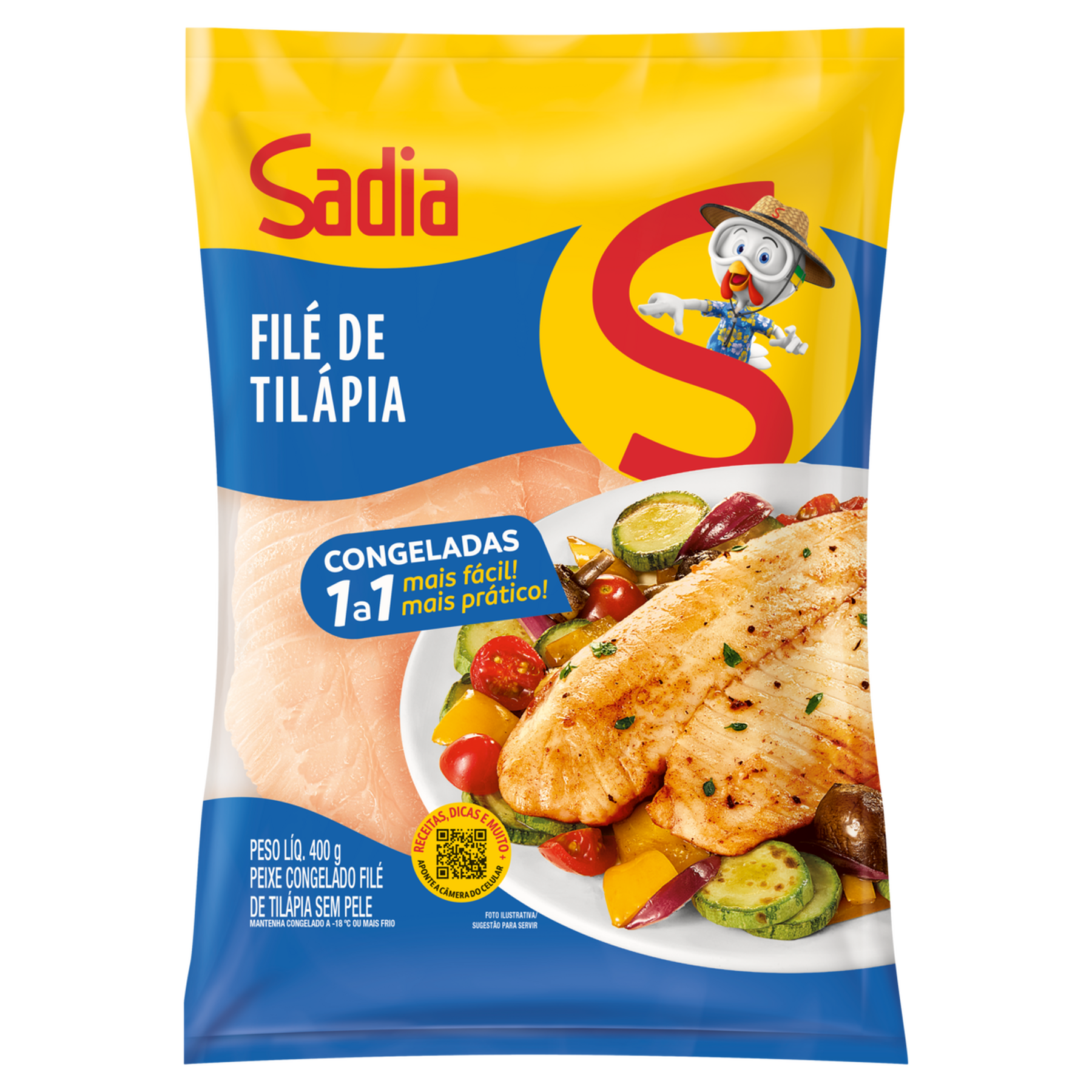 Fil&eacute; de Til&aacute;pia sem Pele IQF Sadia Pacote 400g