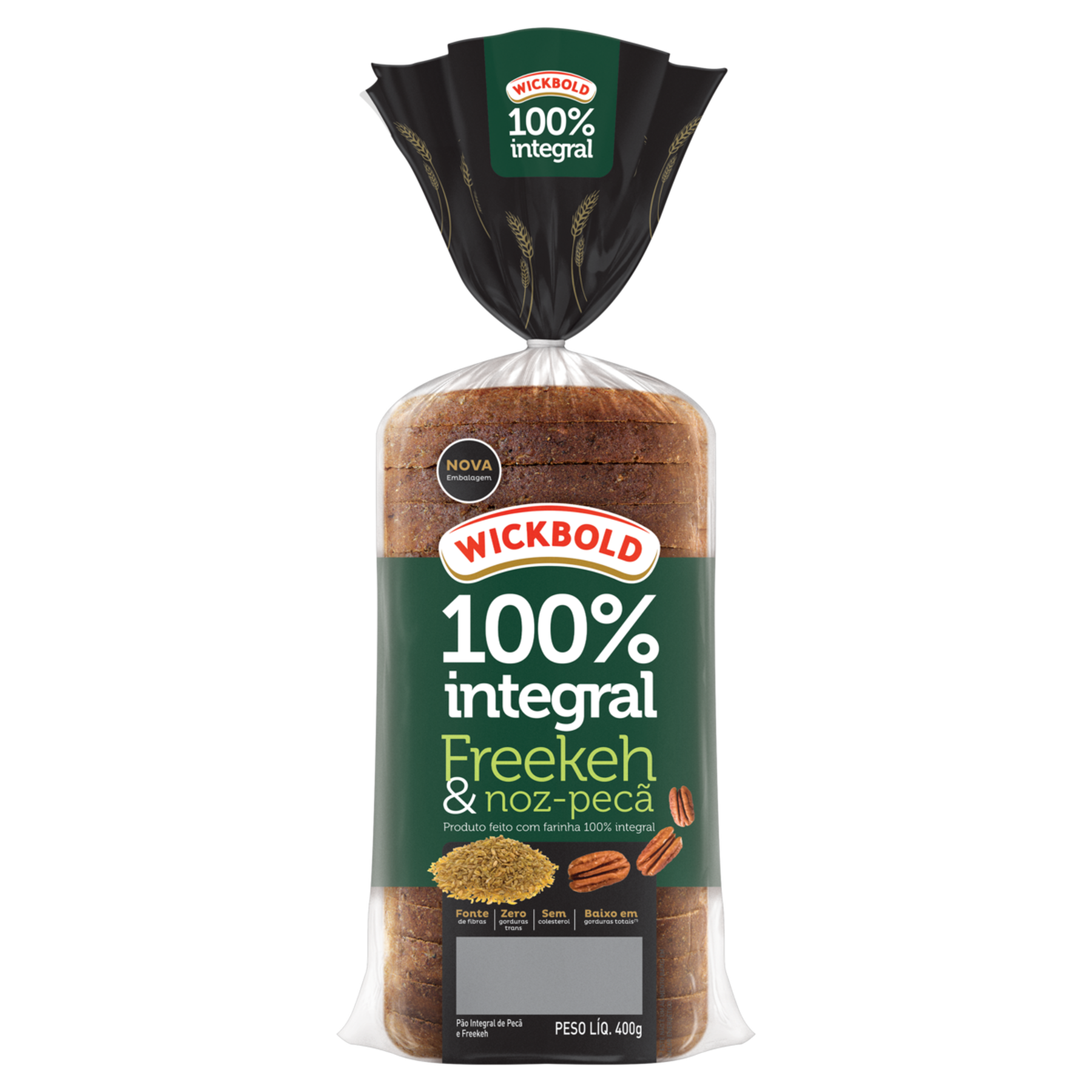 Pão de Forma Integral Freekeh e Nozes 100% Nutrição Wickbold Pacote 400g