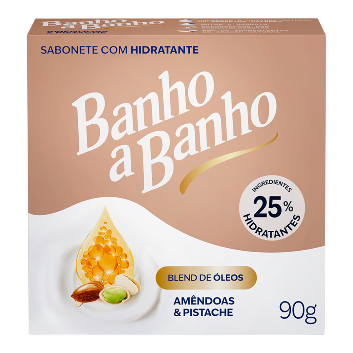 Sabonete em Barra Hidratante Am&ecirc;ndoas e Pistache Banho a Banho Caixa 90g