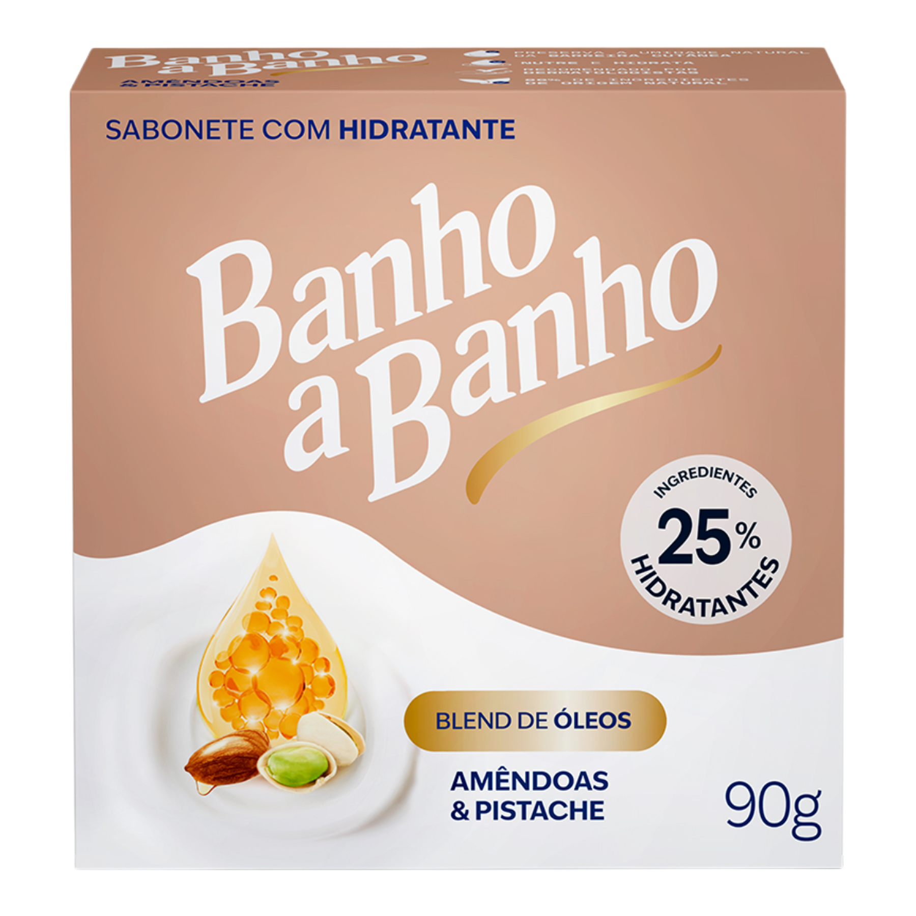Sabonete em Barra Hidratante Am&ecirc;ndoas e Pistache Banho a Banho Caixa 90g