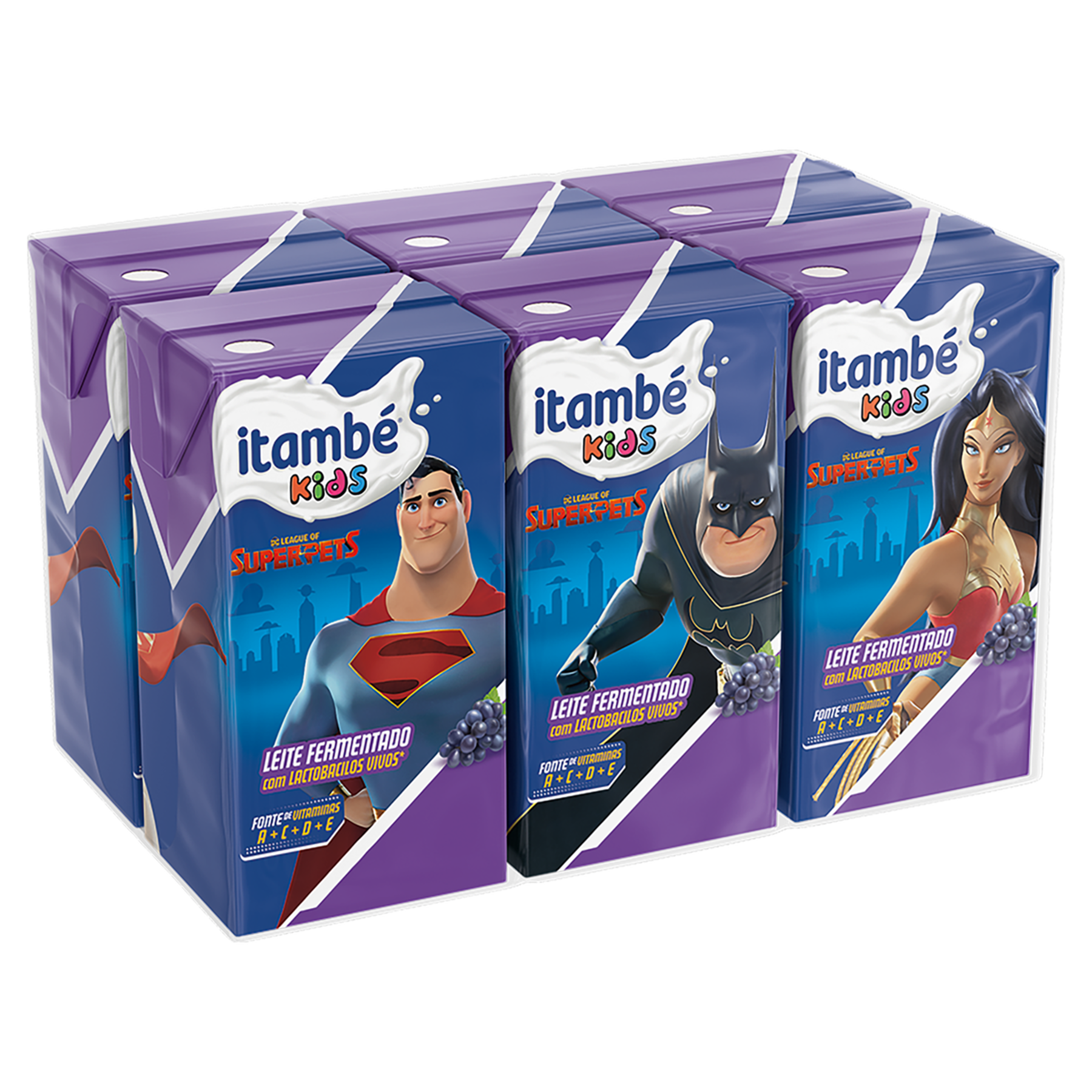 Leite Fermentado Desnatado Uva Itamb&eacute; Kids Caixa 480g C/6 Unidades