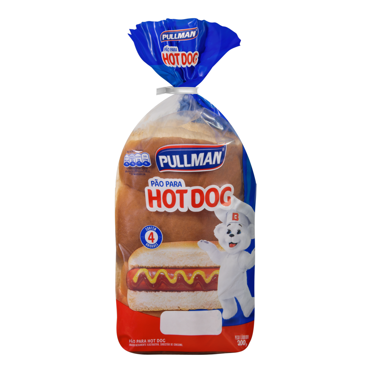 P&atilde;o para Hot-Dog Pullman Pacote 200g