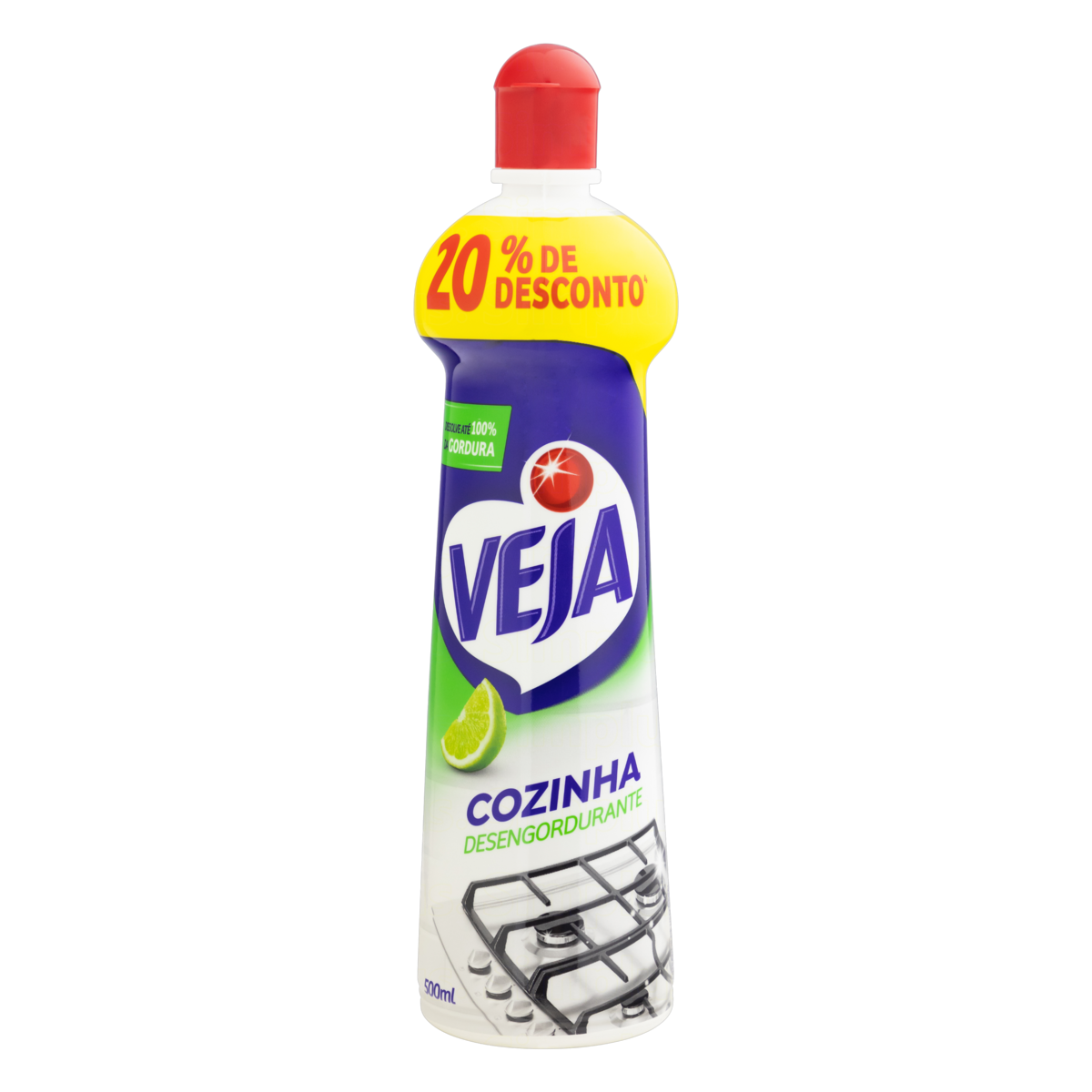 Limpador Desengordurante Cozinha Lim&atilde;o Veja Squeeze 500ml - Embalagem Gr&aacute;tis 20% de Desconto