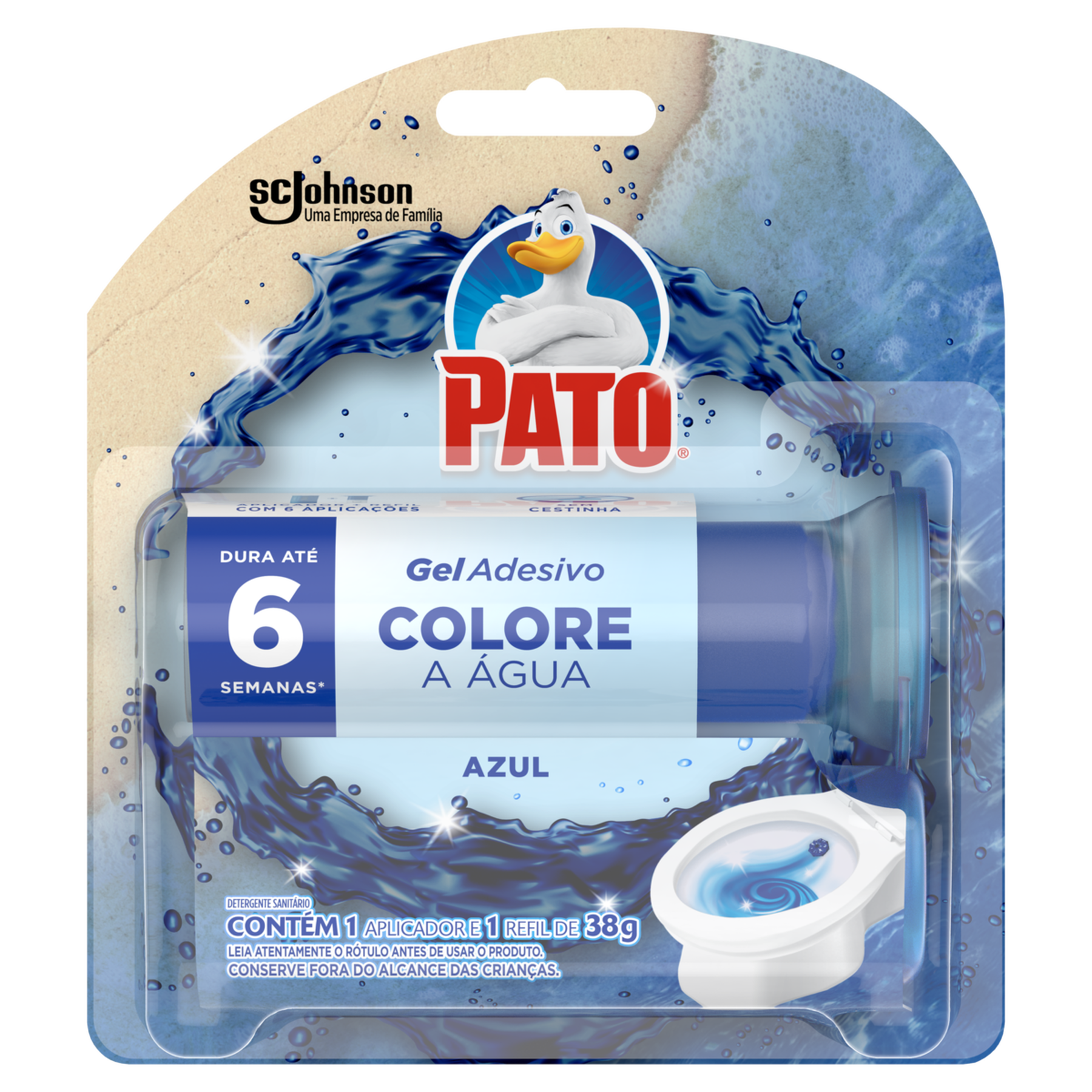 Detergente Sanit&aacute;rio Gel Adesivo Azul com Aplicador Pato 38g C/01 Refil
