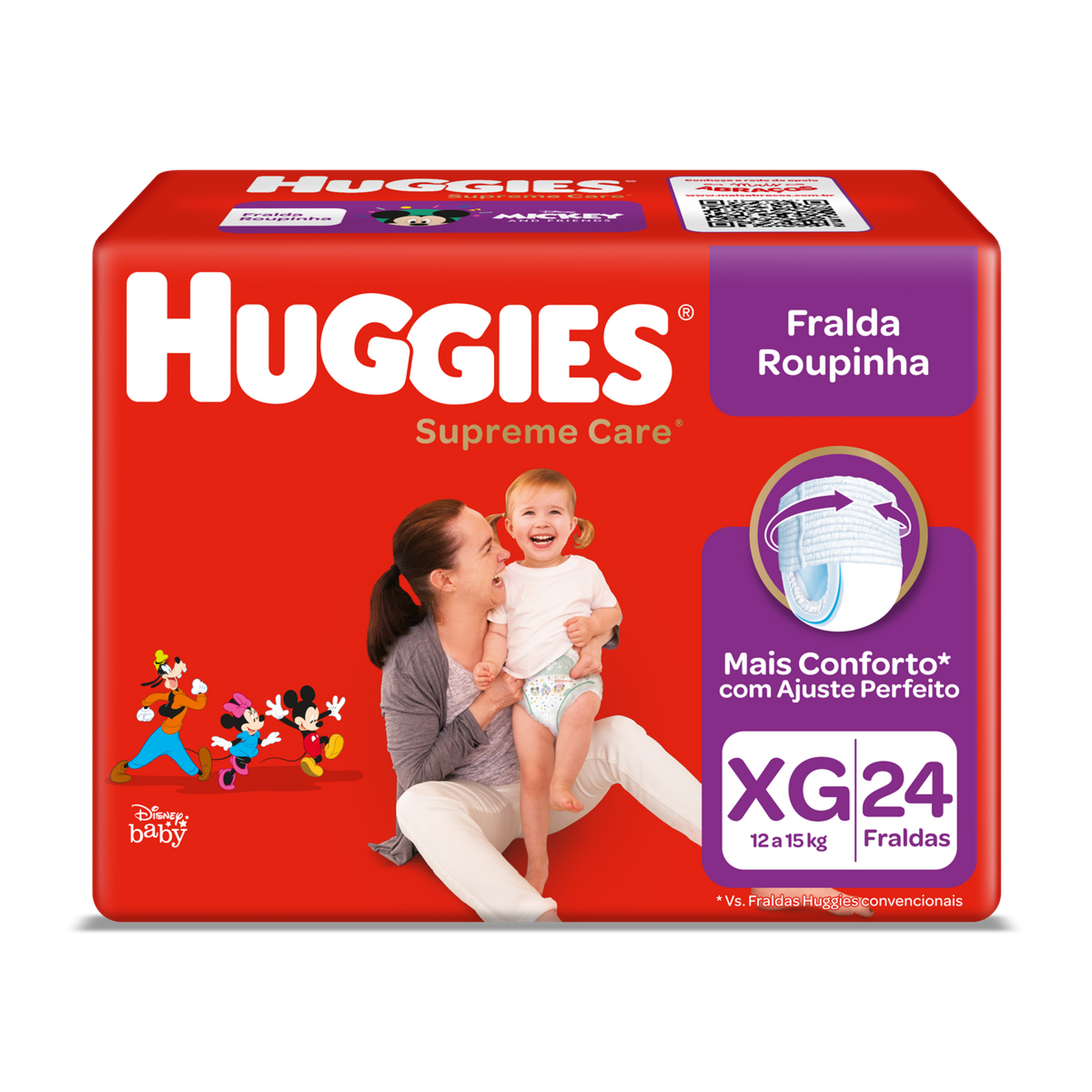 Fralda Descartável Infantil Roupinha Huggies Supreme Care XG Pacote 24 Unidades