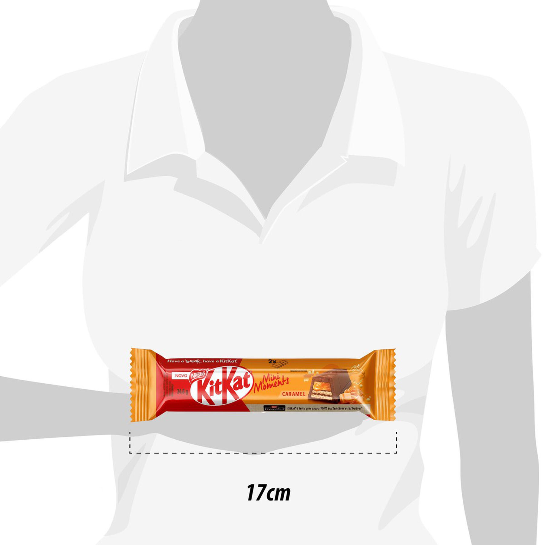 Chocolate Wafer Caramel Mini Moments KitKat Nestlé Pacote 34,6g
