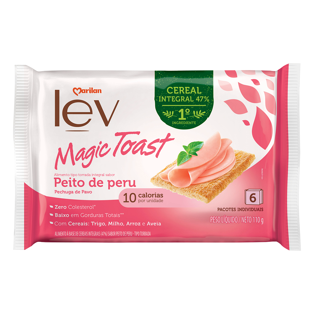 Torrada Integral Peito de Peru Lev Magic Toast Marilan Pacote 110g