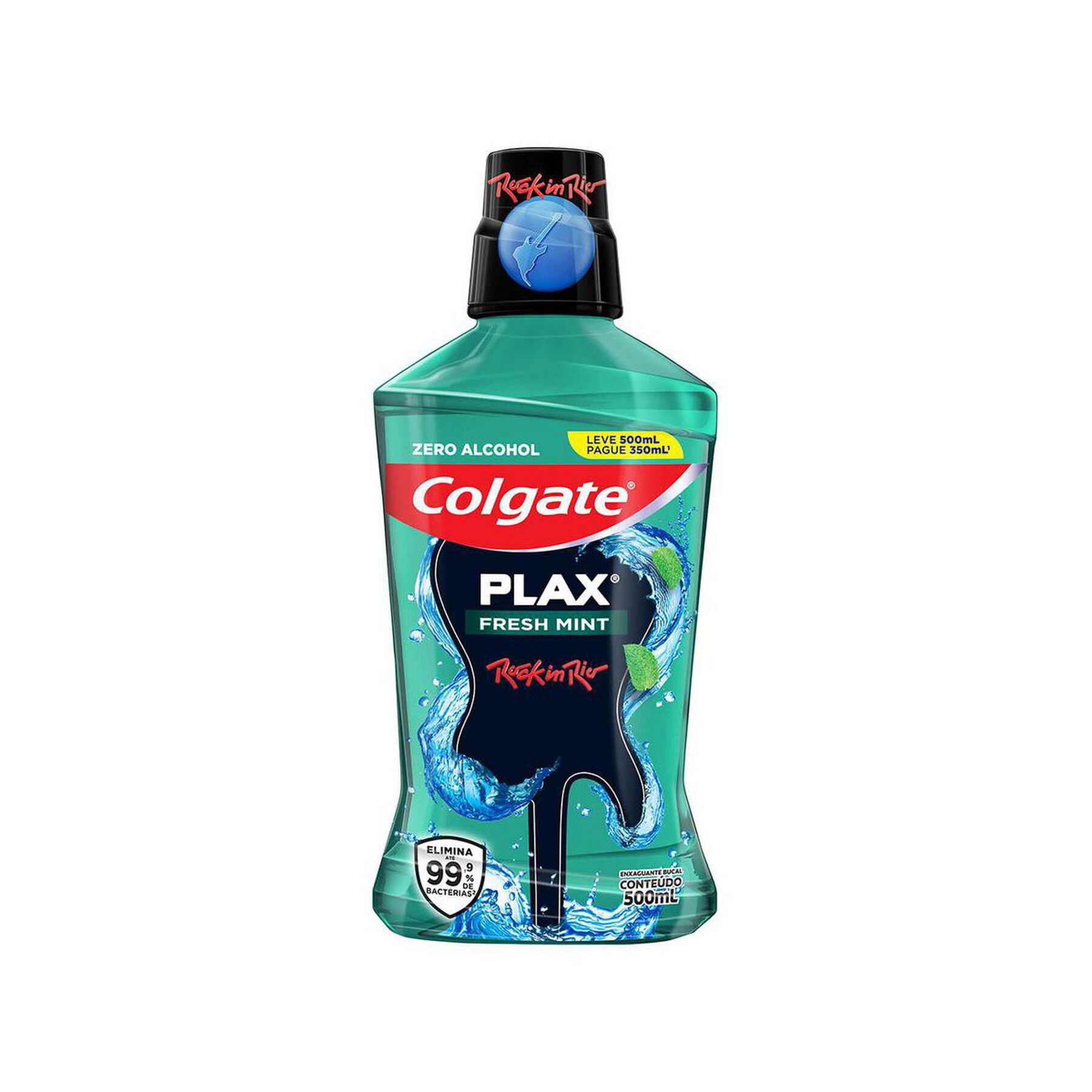 Enxaguante Bucal Zero &Aacute;lcool Fresh Mint Plax Colgate Frasco Leve 500ml Pague 350ml&nbsp;&nbsp;