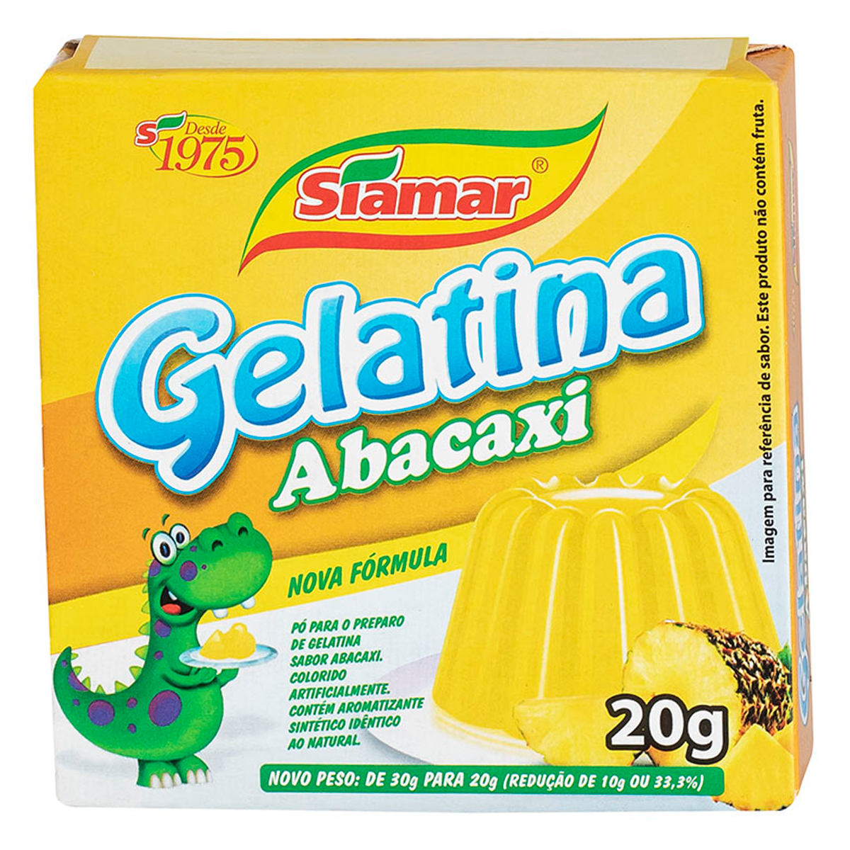Gelatina em P&oacute; Abacaxi Siamar Caixa 20g