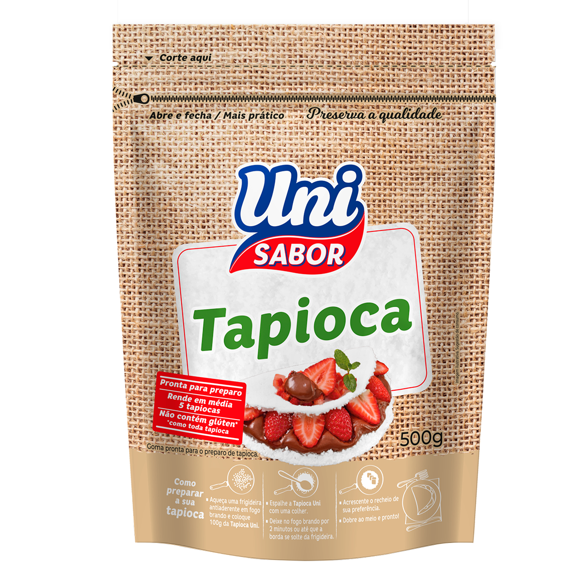 Goma Mandioca Tapioca Uni Sabor 500g