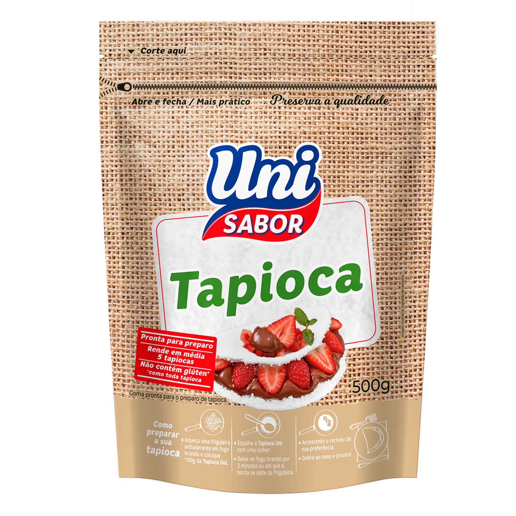 Goma Mandioca Tapioca Uni Sabor 500g