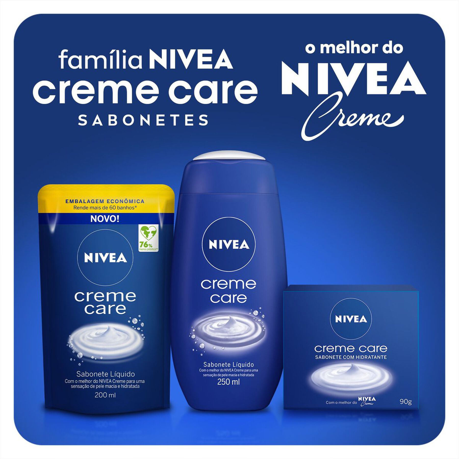Sabonete Líquido Creme Care Nivea Sachê 200ml Refil - Embalagem Econômica