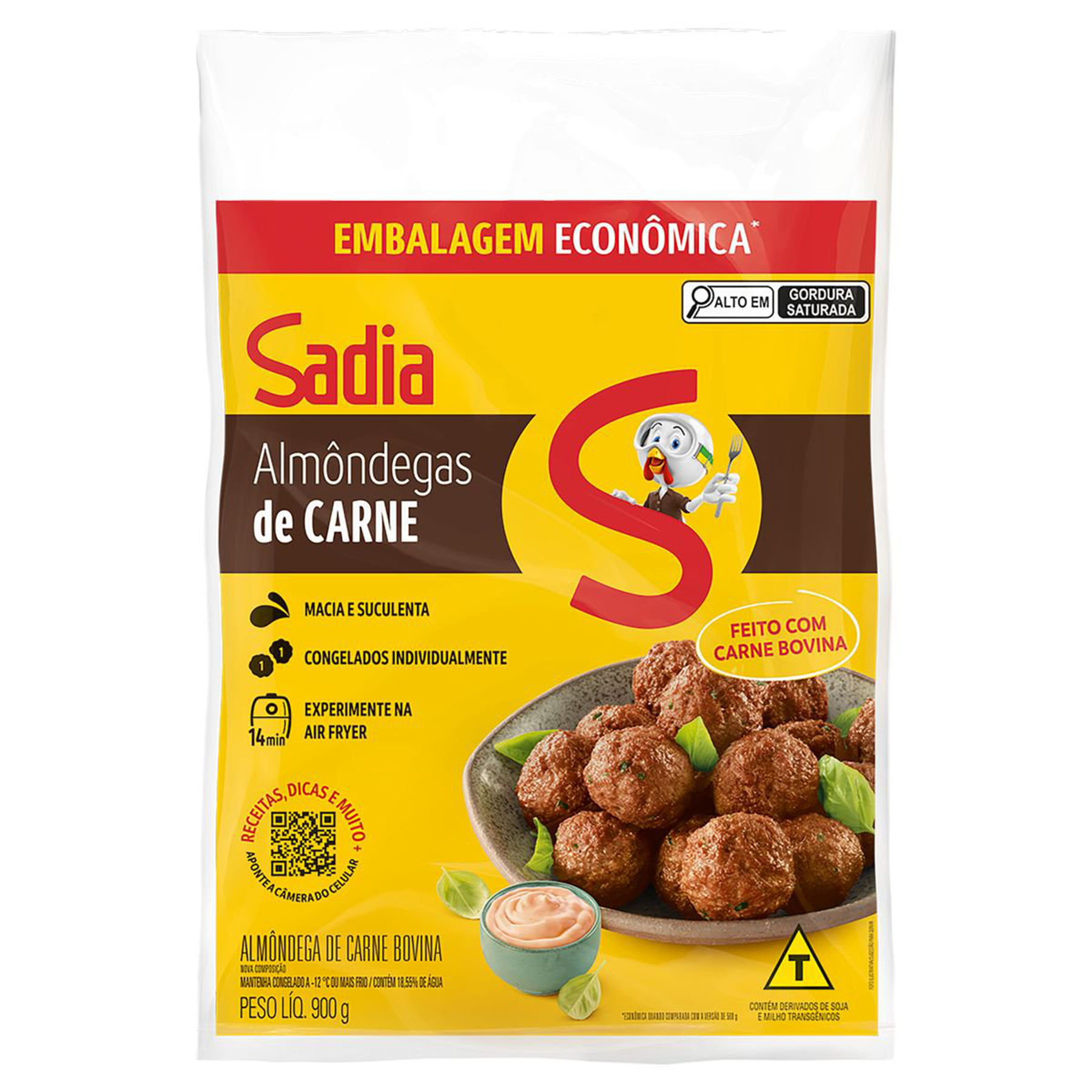 Alm&ocirc;ndegas de Carne Sadia Pouch 900g - Embalagem Econ&ocirc;mica