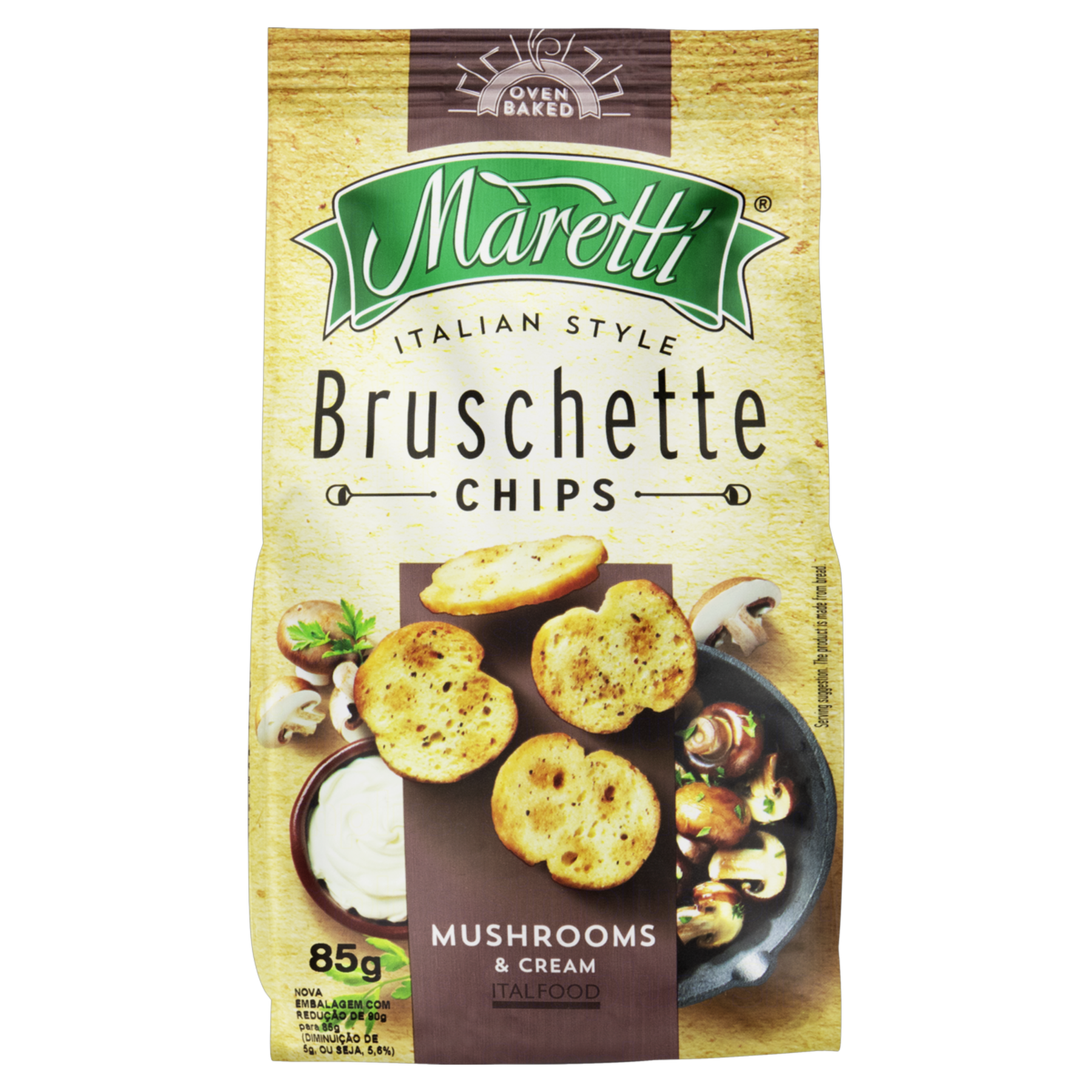 Snack de Trigo Cogumelos e Creme Bruschette Maretti Pacote 85g