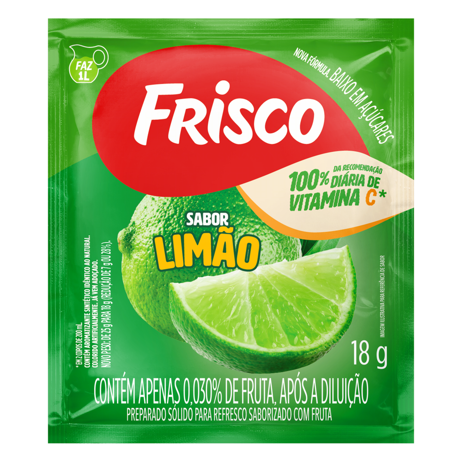 Refresco em Pó Limão Frisco Pacote 18g