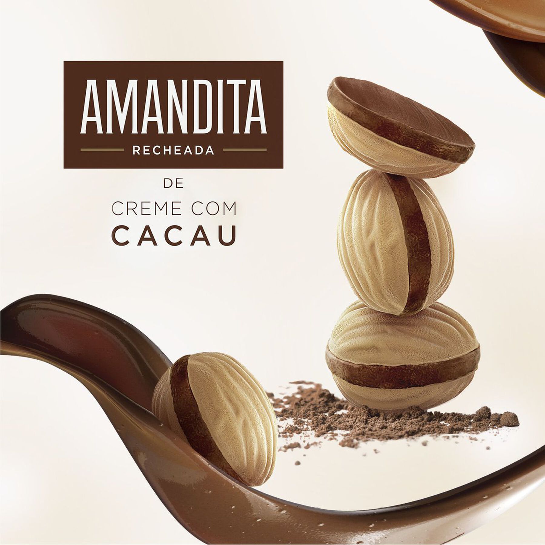 Wafer Recheio Creme com Cacau Lacta Amandita Caixa 200g