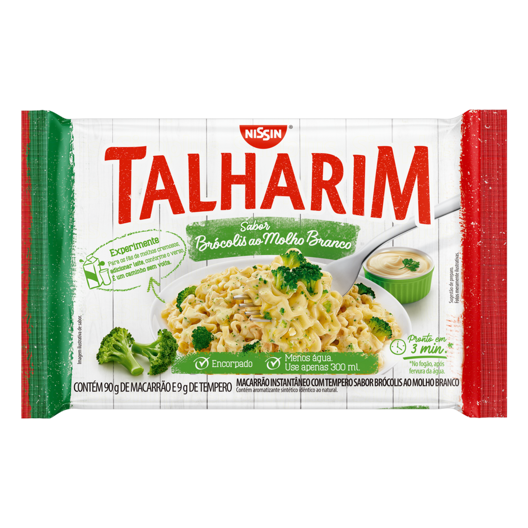 Macarr&atilde;o Instant&acirc;neo Br&oacute;colis ao Molho Branco Nissin Miojo Talharim Pacote 99g