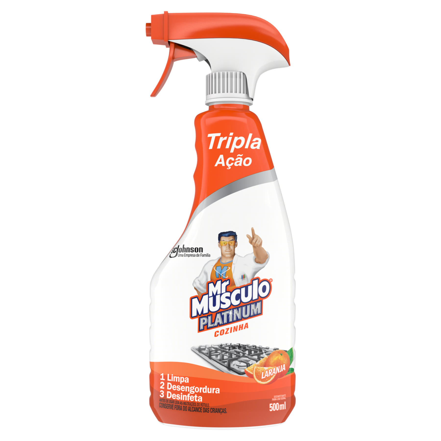 Desinfetante Uso Geral Laranja Mr Músculo Platinum Frasco 500ml Borrifador