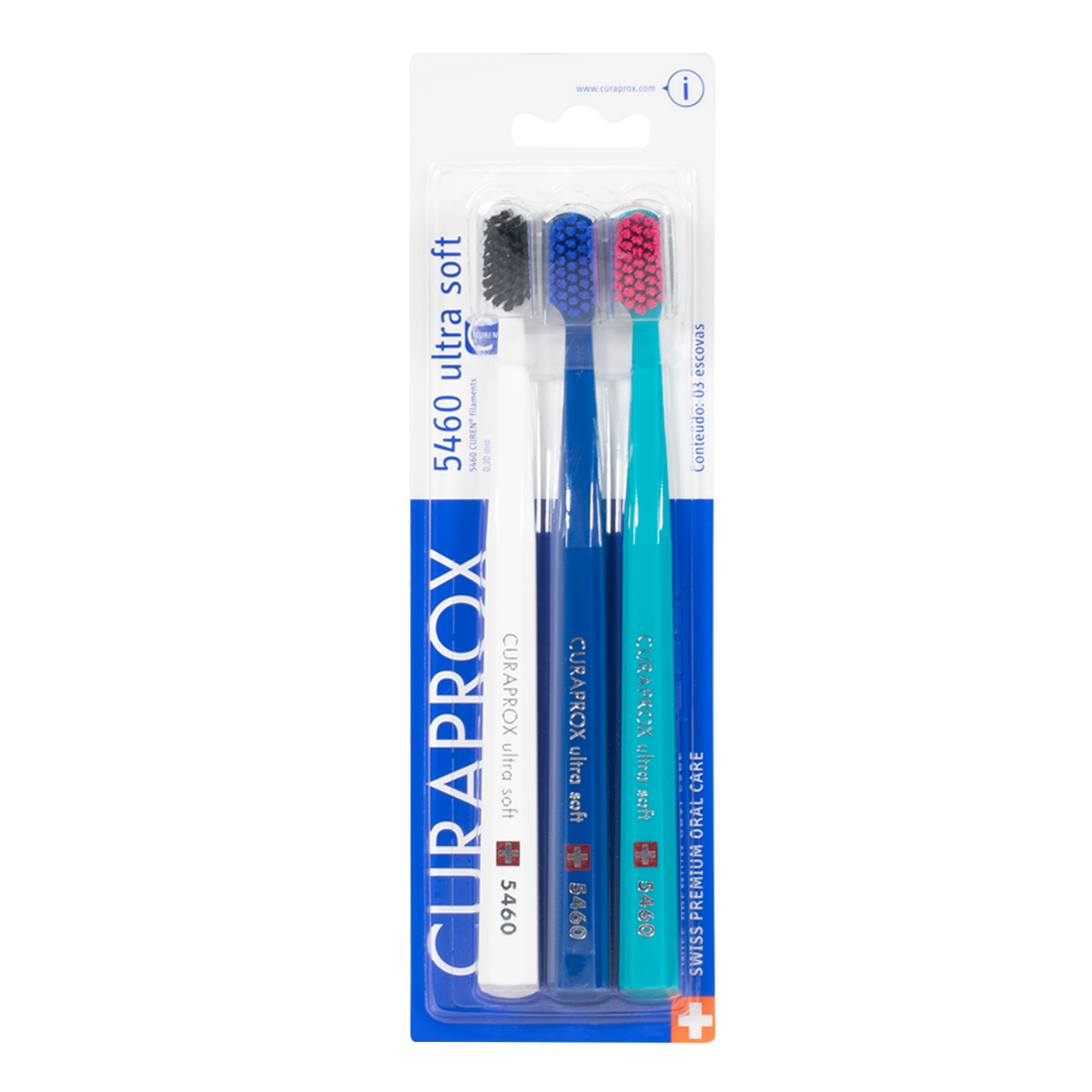 Escova Dental Ultra Soft Coloridas Curaprox 5460 C/3 Unidades