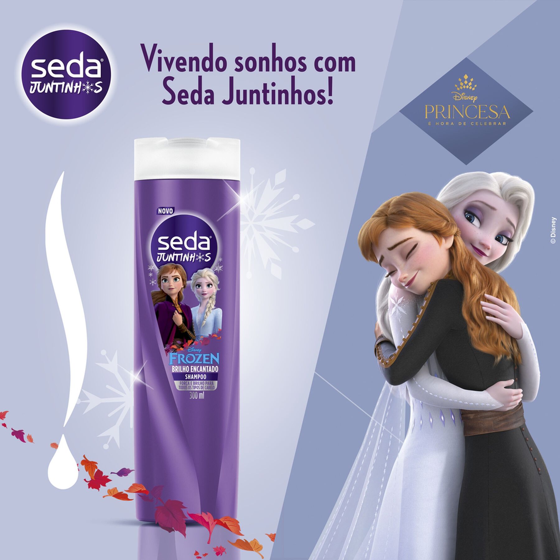 Shampoo Infantil Frozen Brilho Encantado Seda Juntinhos Frasco 300ml