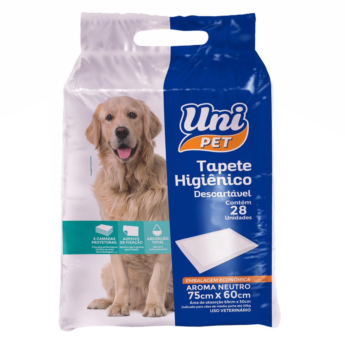 Tapete Higi&ecirc;nico Descart&aacute;vel Uni Pet 75cmx60cm C/28 Unidades