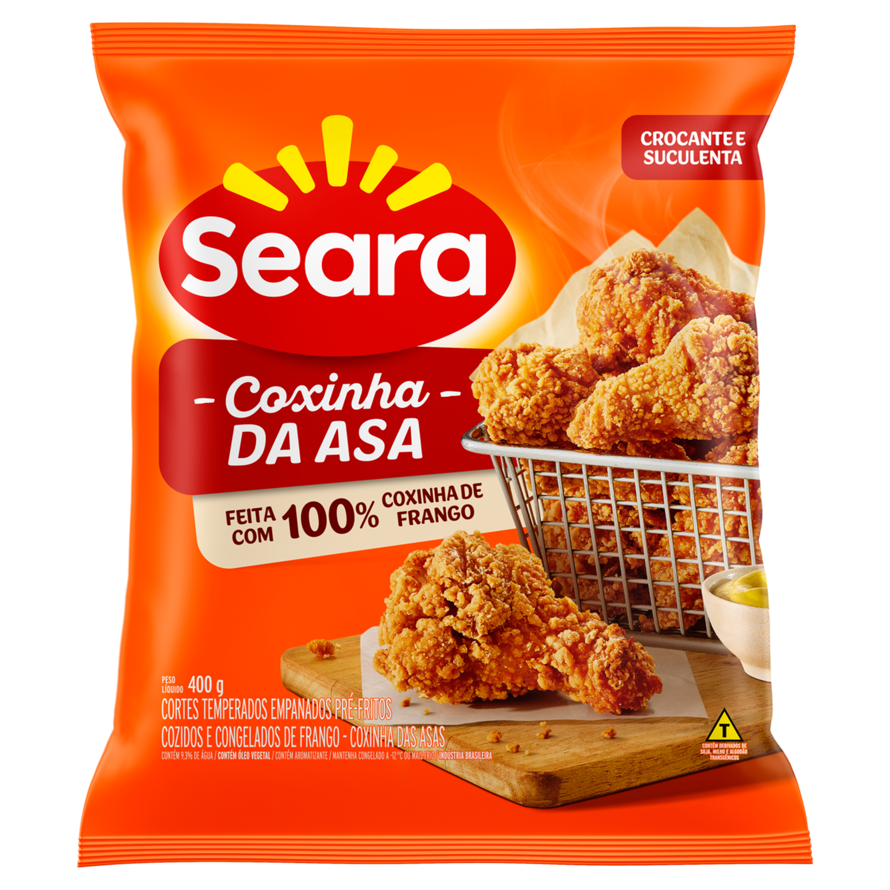 Empanado de Frango Coxinha da Asa Temperada Seara Pacote 400g&nbsp;