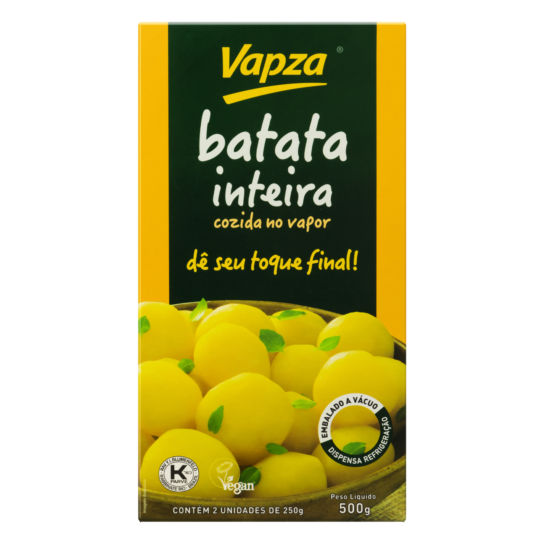 Batata Inteira Cozida no Vapor Vapza 500g C/2 Unidades