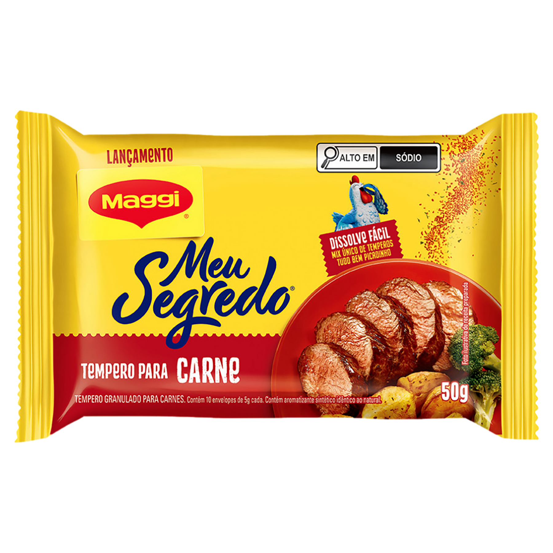 Tempero Granulado para Carne Meu Segredo Maggi Pacote 50g C/10 Unidades