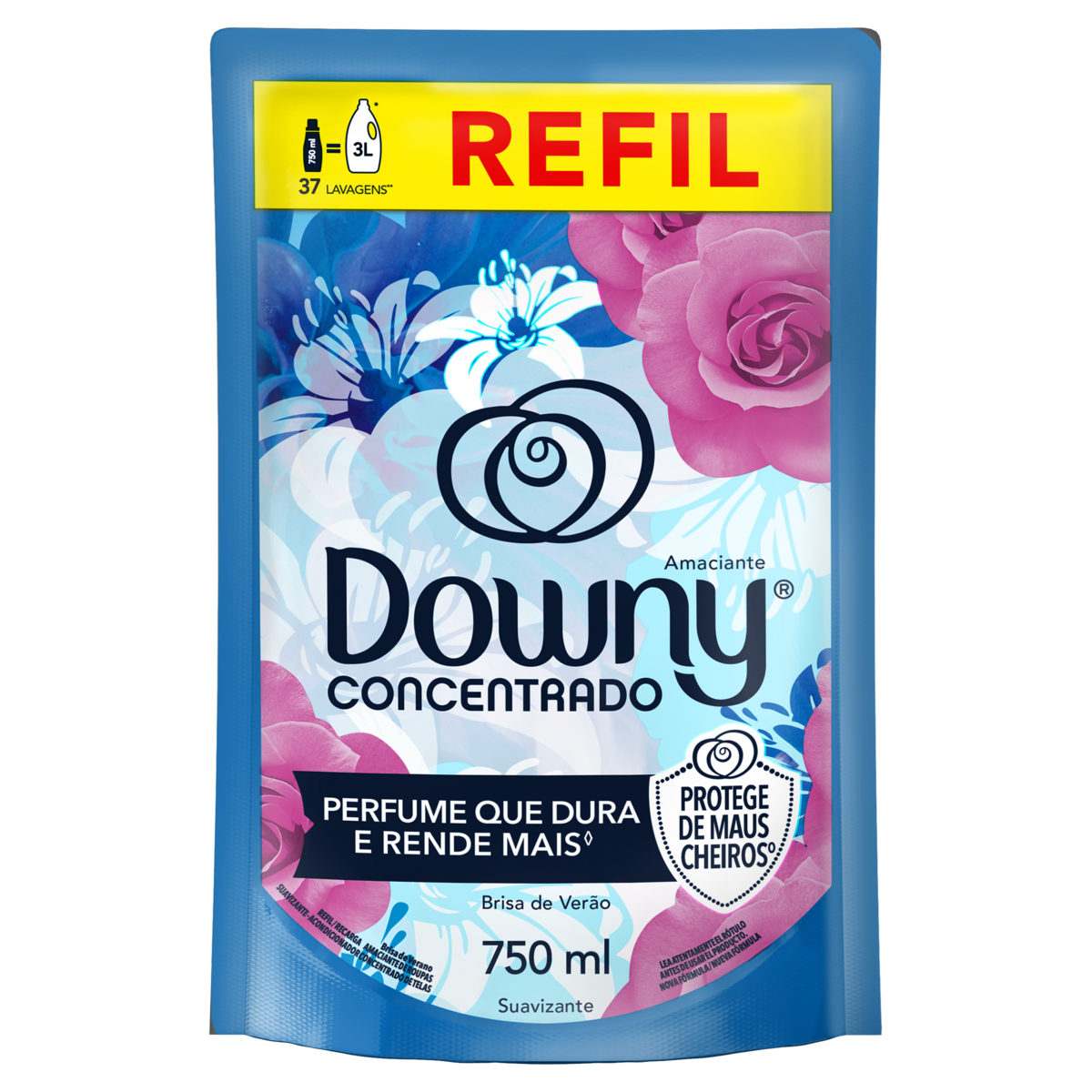 Amaciante de Roupa Concentrado Brisa de Ver&atilde;o Downy Sach&ecirc; 750ml Refil