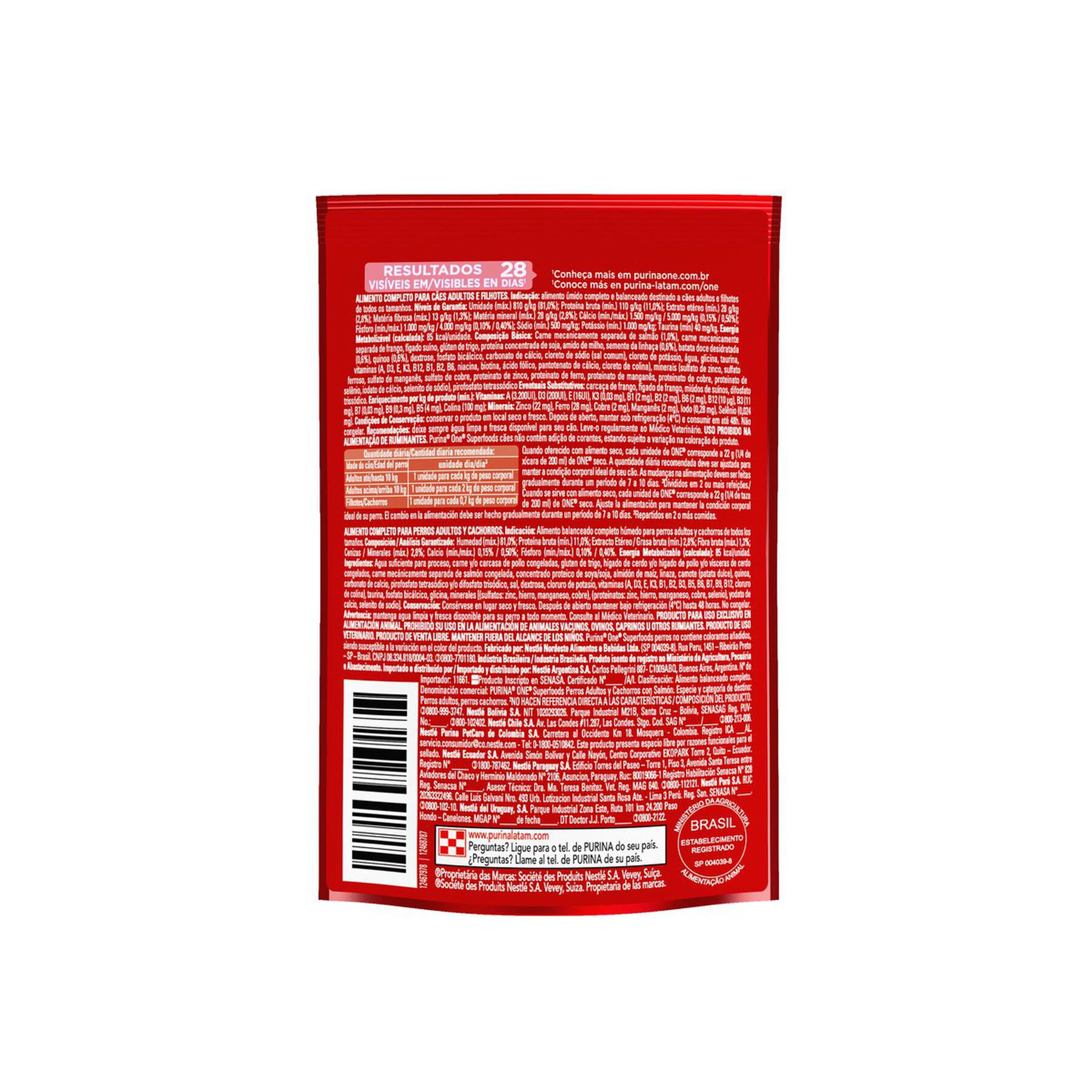 Alimento para C&atilde;es Adultos e Filhotes Salm&atilde;o Purina One Superfoods Sach&ecirc; 85g