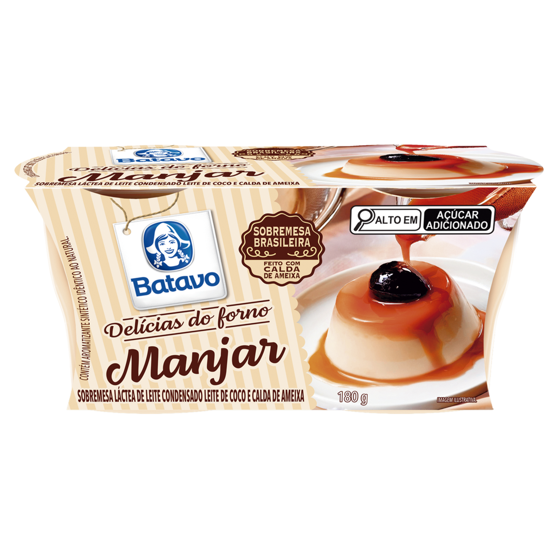Sobremesa L&aacute;ctea Manjar Batavo Del&iacute;cias do Forno Pote 180g 2 Unidades