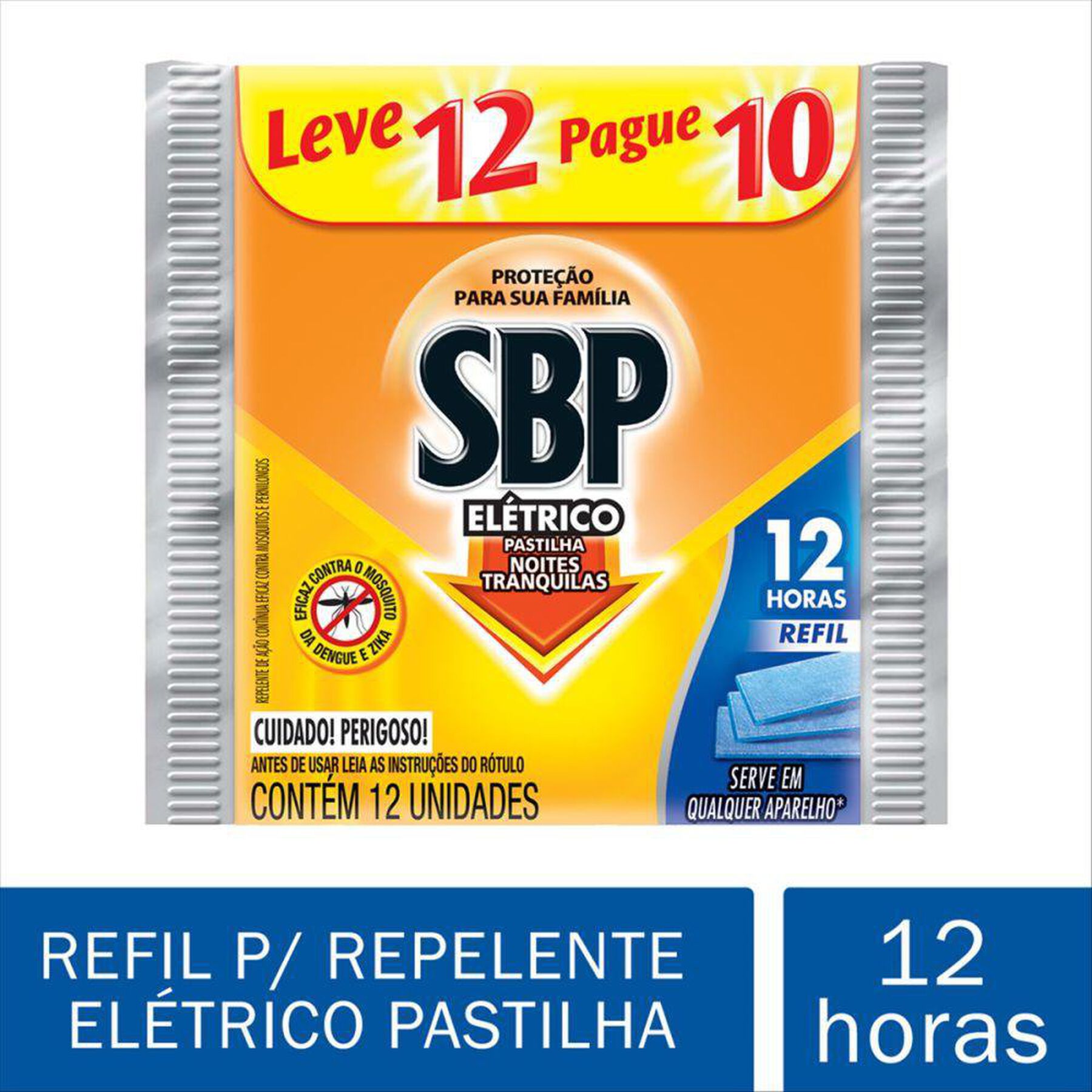 Repelente El&eacute;trico Pastilha SBP Noites Tranquilas Pacote Leve 12 Pague 10 Unidades Refil&nbsp;