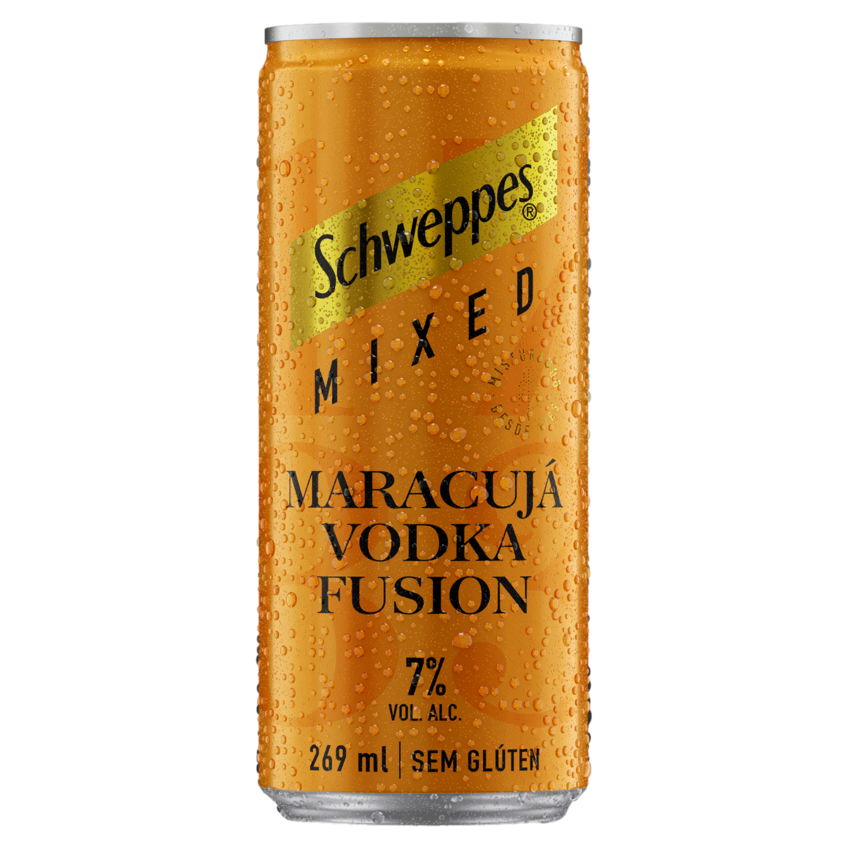 Bebida Mista Alco&oacute;lica Gaseificada Maracuj&aacute; Vodka Fusion Schweppes Mixed Lata 269ml