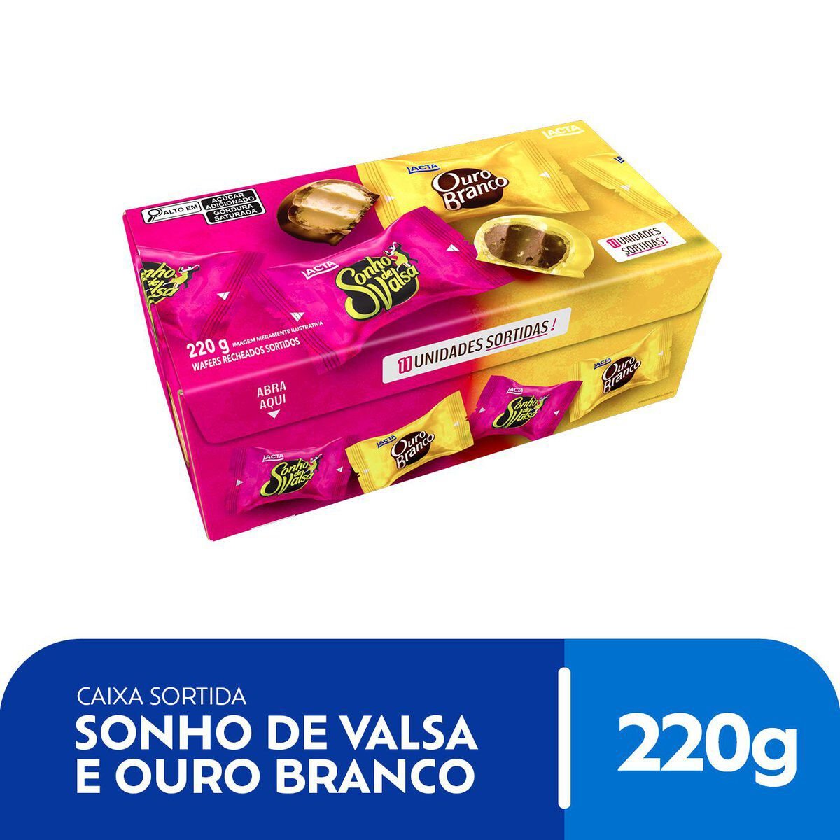 Bombom Sonho de Valsa e Ouro Branco Lacta Caixa 220g