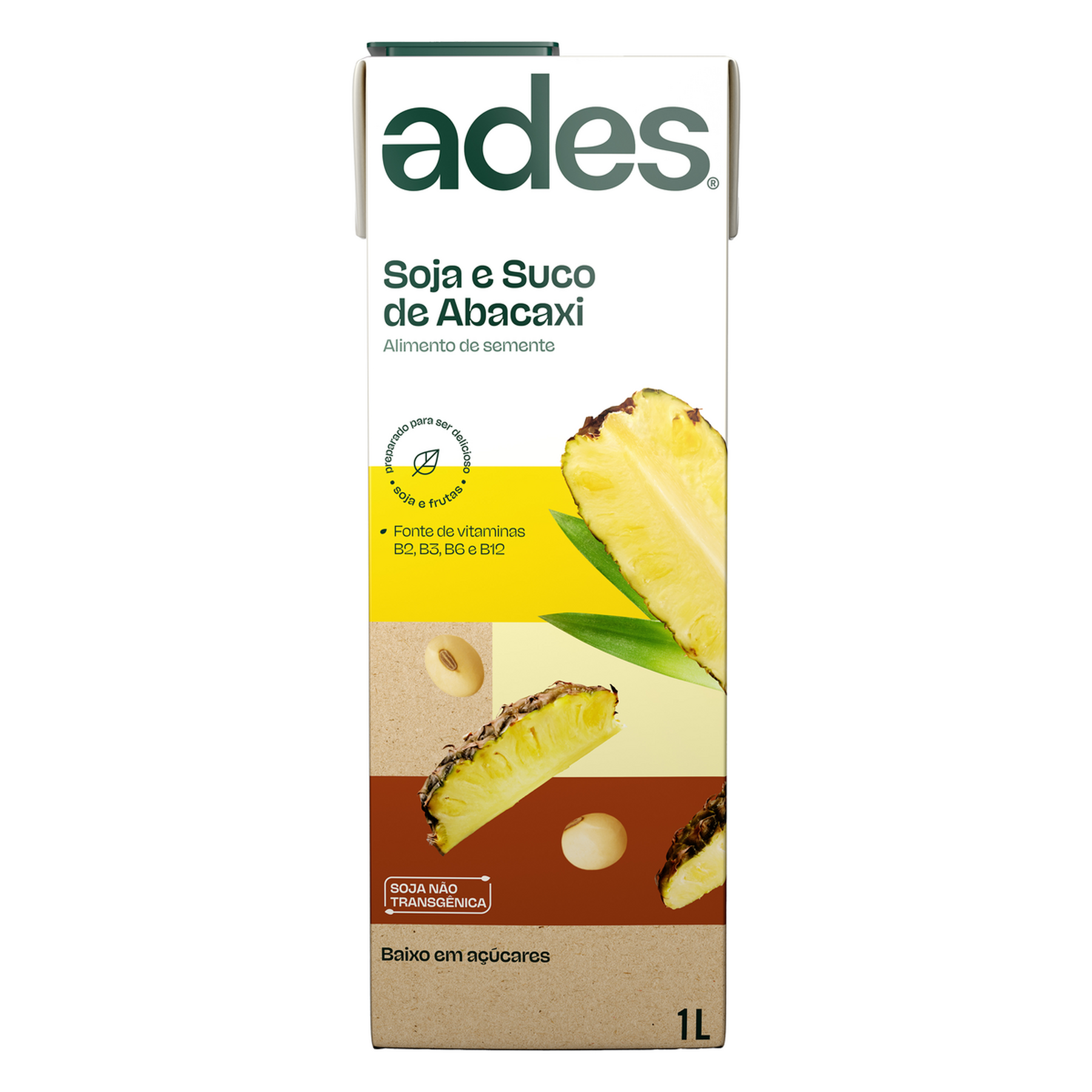Bebida &agrave; Base de Soja Abacaxi Ades Caixa 1l